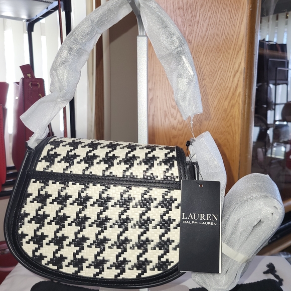 Lauren Ralph Lauren Tanner Houndstooth Medium Crossbody Bag - Picture 8 of 11
